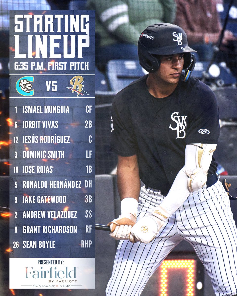 The only thing on the clock tonight is baseball. ⏰

🆚 <a href="/KnightsBaseball/">Charlotte Knights</a>
🎙️ Listen | loom.ly/MNbUfK8
📺 Watch | @ballylivenow &amp; MiLB.TV

Tonight's lineup is presented by <a href="/FairfieldHotels/">Fairfield by Marriott</a>.