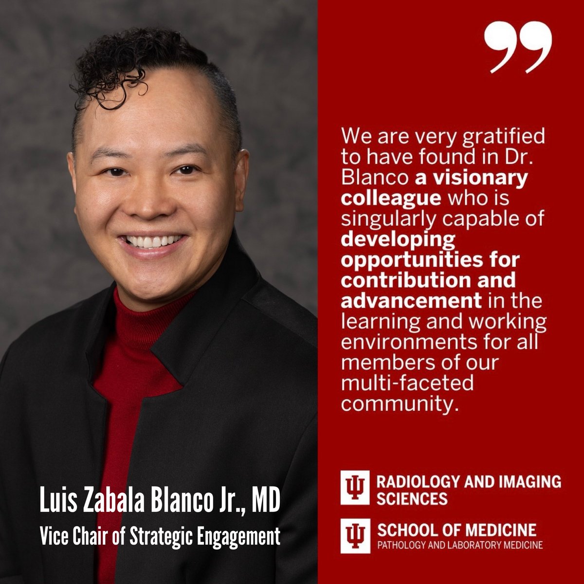 Luis Z. Blanco Jr., MD (he/him) 🔬 (@luisblancojrmd) on Twitter photo Honored to announce my new role as Vice Chair of Strategic Engagement for #DiagnosticMedicine starting Aug 1st <a href="/IUMedSchool/">IU School of Medicine</a>! Grateful to <a href="/NU_Pathology/">Northwestern Pathology</a>, <a href="/NUFeinbergMed/">Northwestern Feinberg School of Medicine</a> & <a href="/NorthwesternMed/">Northwestern Medicine</a> mentors & friends.
Humbled by this write-up:👇🏽
medicine.iu.edu/blogs/patholog… Honored to announce my new role as Vice Chair of Strategic Engagement for #DiagnosticMedicine starting Aug 1st <a href="/IUMedSchool/">IU School of Medicine</a>! Grateful to <a href="/NU_Pathology/">Northwestern Pathology</a>, <a href="/NUFeinbergMed/">Northwestern Feinberg School of Medicine</a> & <a href="/NorthwesternMed/">Northwestern Medicine</a> mentors & friends.
Humbled by this write-up:👇🏽
medicine.iu.edu/blogs/patholog…