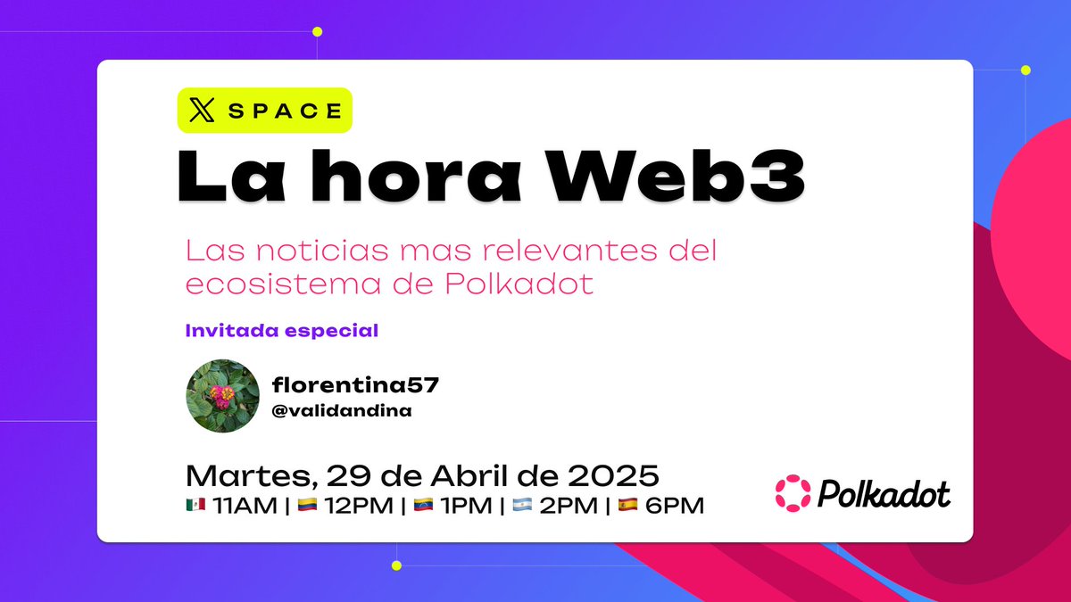 ¡Prepárate para un nuevo episodio de La Hora Web3! ⏰

Este martes 29 de abril te traemos las noticias más destacadas del ecosistema, con el análisis profundo que ya conoces y siempre sumando las mejores primicias del espacio blockchain.

👩‍💻 Invitada especial: florentina57