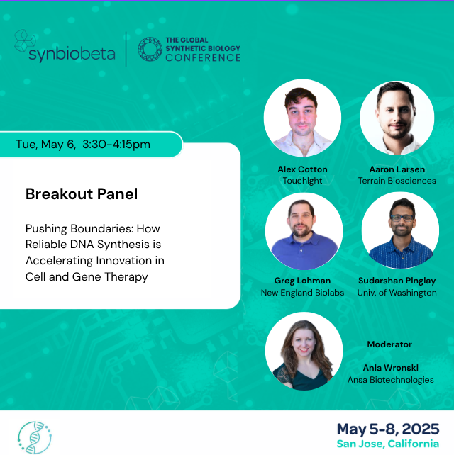 Ansa Biotechnologies (@ansabio) on Twitter photo Meet scientists who are rethinking whatโs possible in vector design & genome engineering thanks to new synthesis tools. We'll be hosting a breakout panel at #SynBioBeta2025, featuring scientists from <a href="/TouchlightDNA/">TouchlightDNA</a> <a href="/NEBiolabs/">New England Biolabs</a> <a href="/terrainbiosci/">Terrain Bio</a> & <a href="/UW/">University of Washington</a>
๐ May 6 | 3:30โ4:15 PM Meet scientists who are rethinking whatโs possible in vector design & genome engineering thanks to new synthesis tools. We'll be hosting a breakout panel at #SynBioBeta2025, featuring scientists from <a href="/TouchlightDNA/">TouchlightDNA</a> <a href="/NEBiolabs/">New England Biolabs</a> <a href="/terrainbiosci/">Terrain Bio</a> & <a href="/UW/">University of Washington</a>
๐ May 6 | 3:30โ4:15 PM