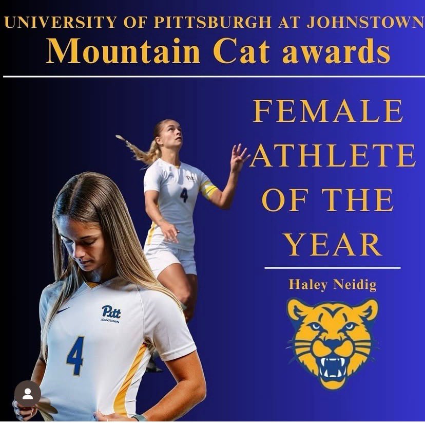 Hey, that’s Coach Haley Neidig🤩! 

Congratulations to Coach Haley on being awarded the UPJ Mountain Cat Female Athlete of the Year! Way to go, Coach 👏