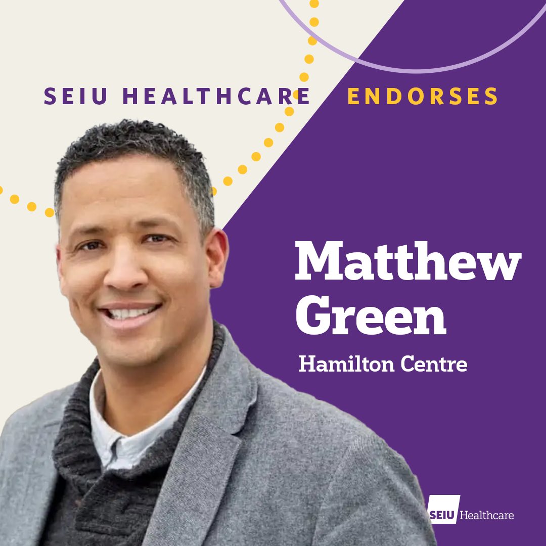 Matthew Green has always been a trusted voice for labour—and a true friend of SEIU. 

As our <a href="/NDP/">NDP</a> MP in Hamilton Centre, we know healthcare workers and patients will be heard in Ottawa and that universal public healthcare will be protected for all Canadians.