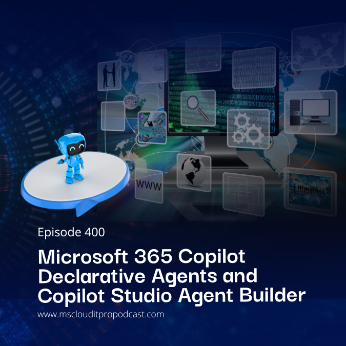 🎙️ Ep 400 of the Microsoft Cloud IT Pro Podcast!
Learn how to build Copilot agents with zero coding using Microsoft 365's Agent Builder. Streamline workflows &amp; boost productivity 💡

🎧 Listen now: [your link]
#Microsoft365 #Copilot #ITPro #NoCode #TechPodcast