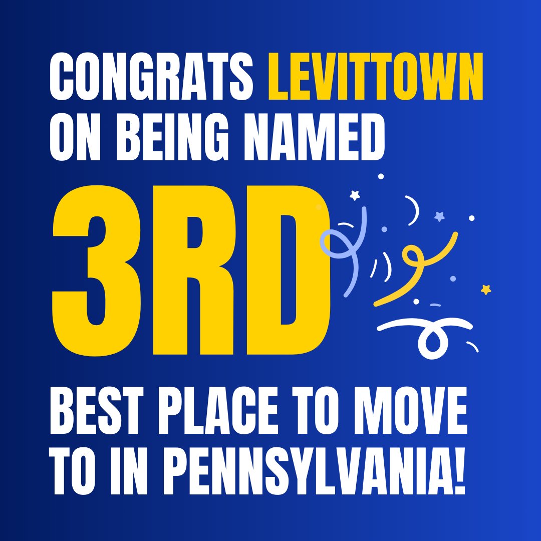 Rep. Jim Prokopiak (@repprokopiak) on Twitter photo 🎉 Big congrats to Levittown — ranked the #3 Best Place to Move in PA by <a href="/consumeraffairs/">ConsumerAffairs</a>!
✅ Low crime
✅ Strong economy
✅ Great schools
✅ Accessible health care
A win that reflects all of us.
#LevittownProud 🎉 Big congrats to Levittown — ranked the #3 Best Place to Move in PA by <a href="/consumeraffairs/">ConsumerAffairs</a>!
✅ Low crime
✅ Strong economy
✅ Great schools
✅ Accessible health care
A win that reflects all of us.
#LevittownProud