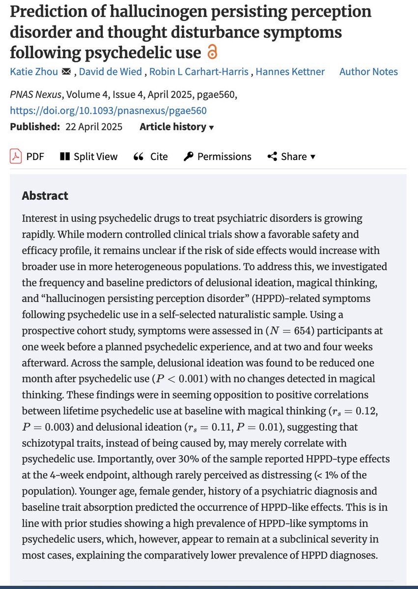 Nice new paper that supports our previous finding that trait absorption predicts benign HPPD symptoms. doi.org/10.1556/2054.2… - They didn't alternatively find anxiety to be related to distressing HPPD symptoms, but then they only had 2 such people. 
tinyurl.com/27ed56cd