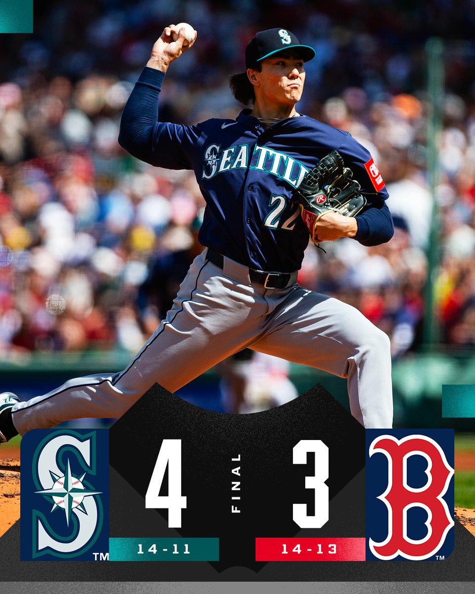 MLB's tweet photo. The @Mariners take the series in Boston and are winners of 10 of their last 13 games! https://t.co/D4Y5stqiJX