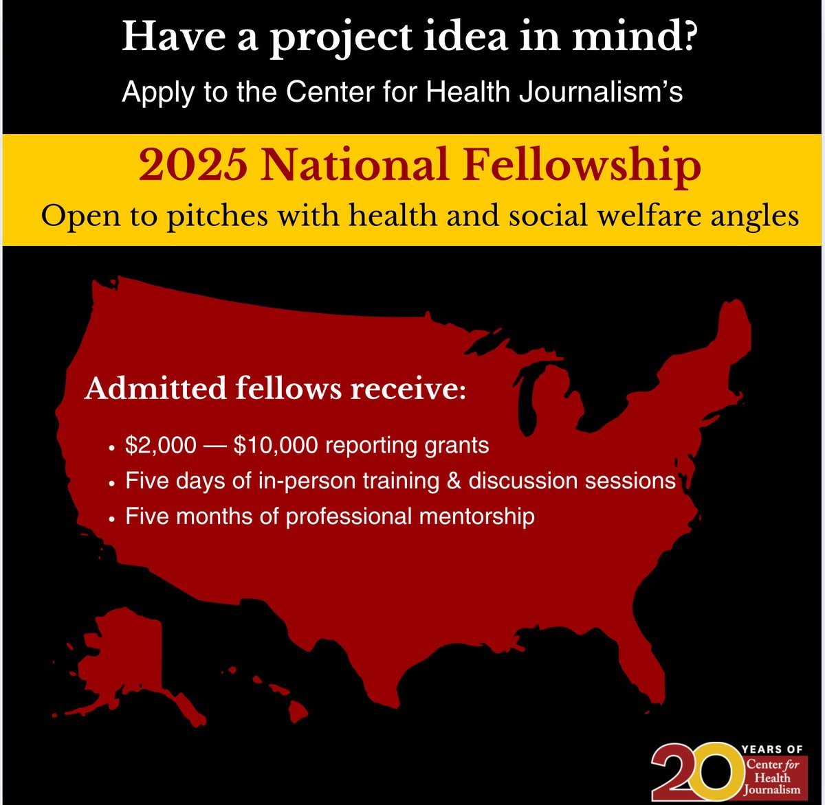 Apply to our National Fellowship by April 30! We’re ready to help you tell urgent stories investigating community health and health care barriers, with an emphasis on the stories of children, youth and families. Apply here: bit.ly/Nationalfellow…