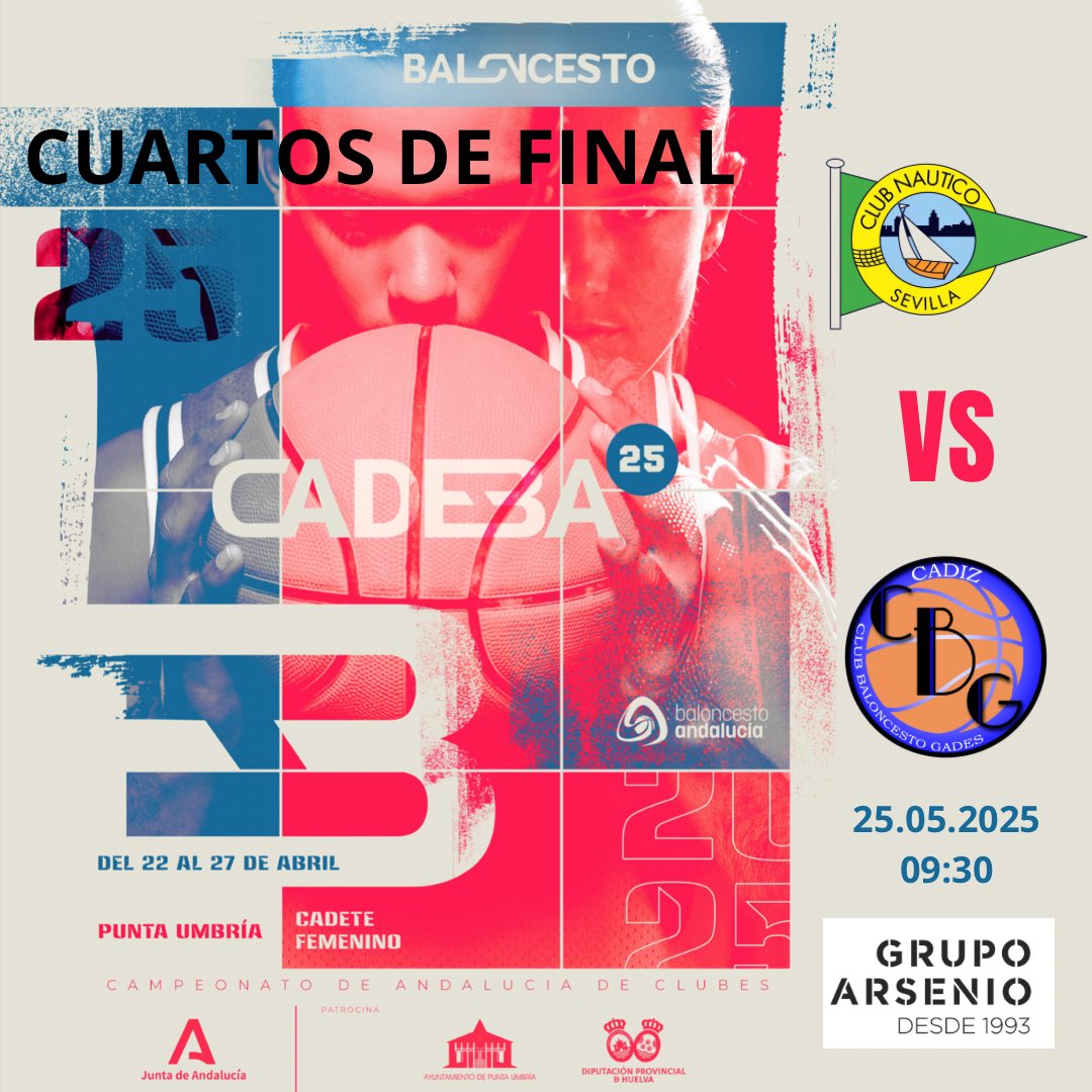 Cádiz CB Gades (@cadizcbgades) on Twitter photo OFICIAL | CADETE FEMENINO
Nuestras cadetes femenino quedan 2º de grupos tras ganar dos de sus tres encuentros y ya están entre las 8 mejores de Andalucía.
En Cuartos nos espera <a href="/CNauticoSevilla/">Club Náutico Sevilla</a> .
Nos vemos a las 9:30 en el Complejo Hernández Albarracin . OFICIAL | CADETE FEMENINO
Nuestras cadetes femenino quedan 2º de grupos tras ganar dos de sus tres encuentros y ya están entre las 8 mejores de Andalucía.
En Cuartos nos espera <a href="/CNauticoSevilla/">Club Náutico Sevilla</a> .
Nos vemos a las 9:30 en el Complejo Hernández Albarracin .