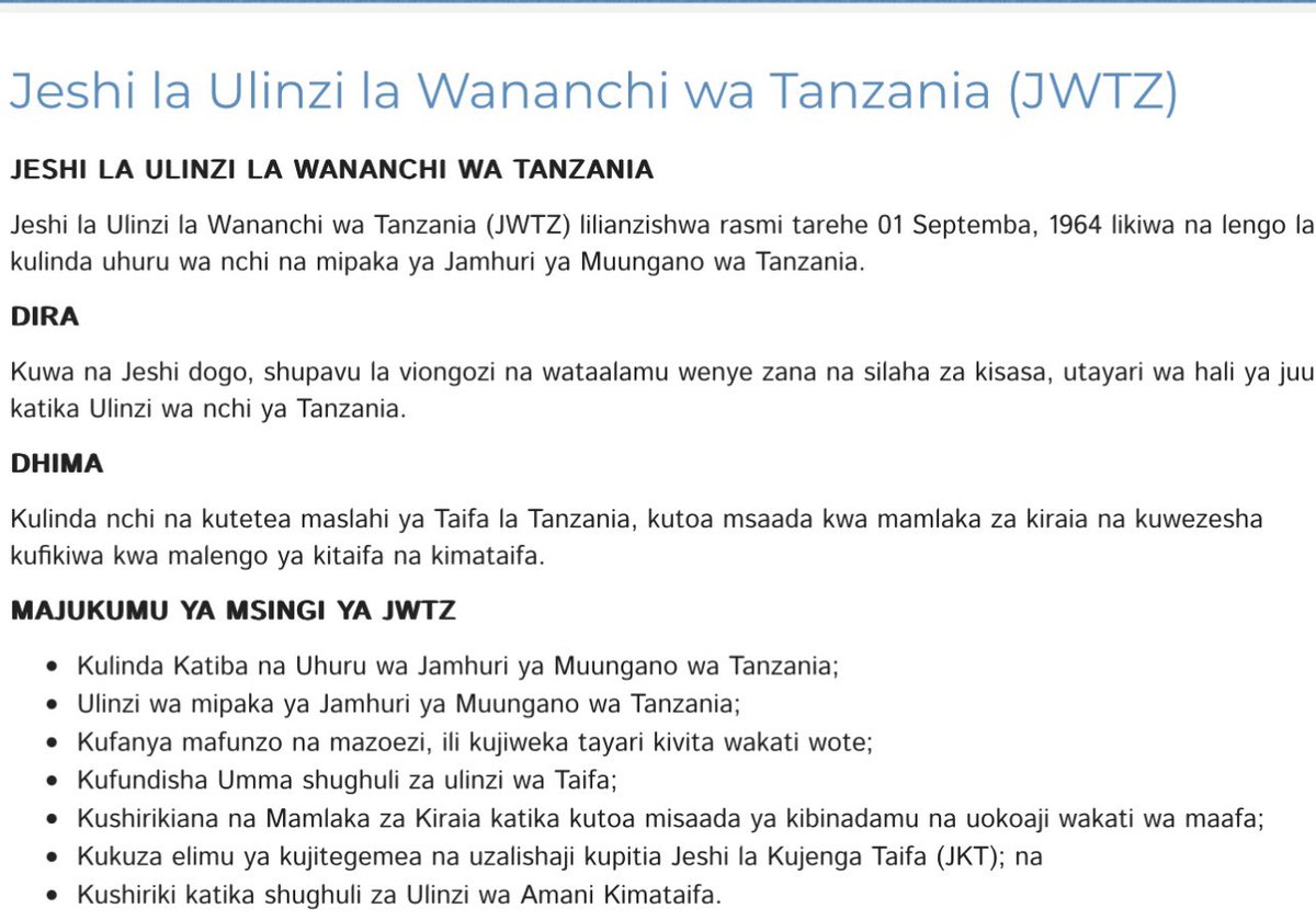Nahitaji mwongozo kwenye elimu ya Uraia!!

Nini Role ya Jeshi  la wananchi hasa kwenye hali ya kisiasa inayoendelea nchini!?

Au hali ya kisiasa kati ya tawala na pinzani ikifika kwenye State gani ndio Jeshi Linatakiwa kutoa statement?