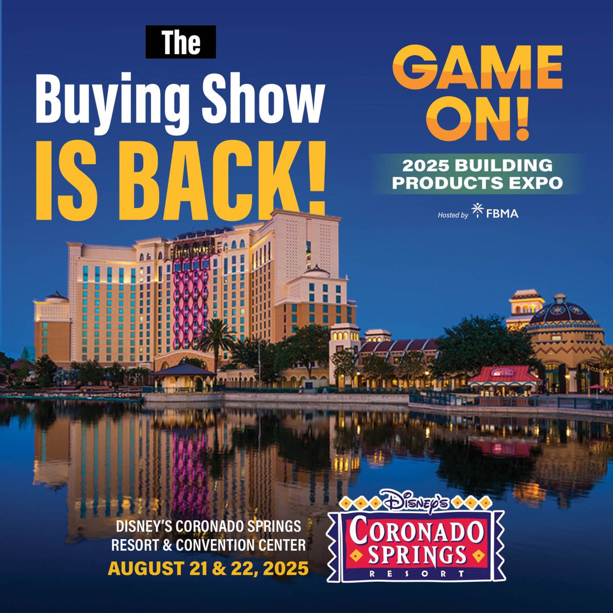 Florida members! Florida Building Material Alliance's Building Products Expo is back— and it’s happening at Disney’s Coronado Springs Resort on August 21-22 in Orlando! Booth reservations, hotel booking, and discounted Disney tickets are now available at fbma.org/2025-building-…