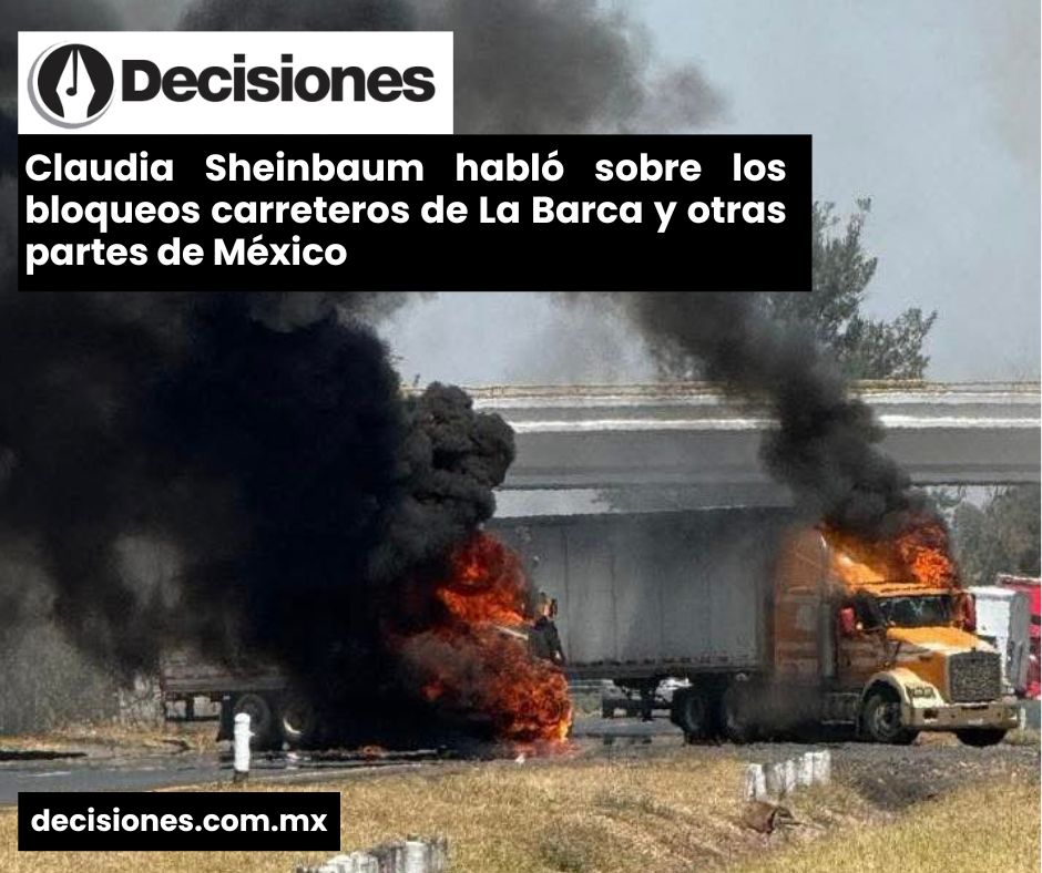 🚨<a href="/Claudiashein/">Claudia Sheinbaum Pardo</a> habló sobre los bloqueos carreteros en #LaBarca y otras zonas del país. 🇲🇽 

👥Al menos 50 personas participaron, según la <a href="/FiscaliaJal/">Fiscalía del Estado de Jalisco</a> . 

🔎 Lo que dijo la presidenta aquí ➡️decisiones.com.mx/cienega/la-bar…

#Jalisco #México #Sheinbaum #Bloqueos