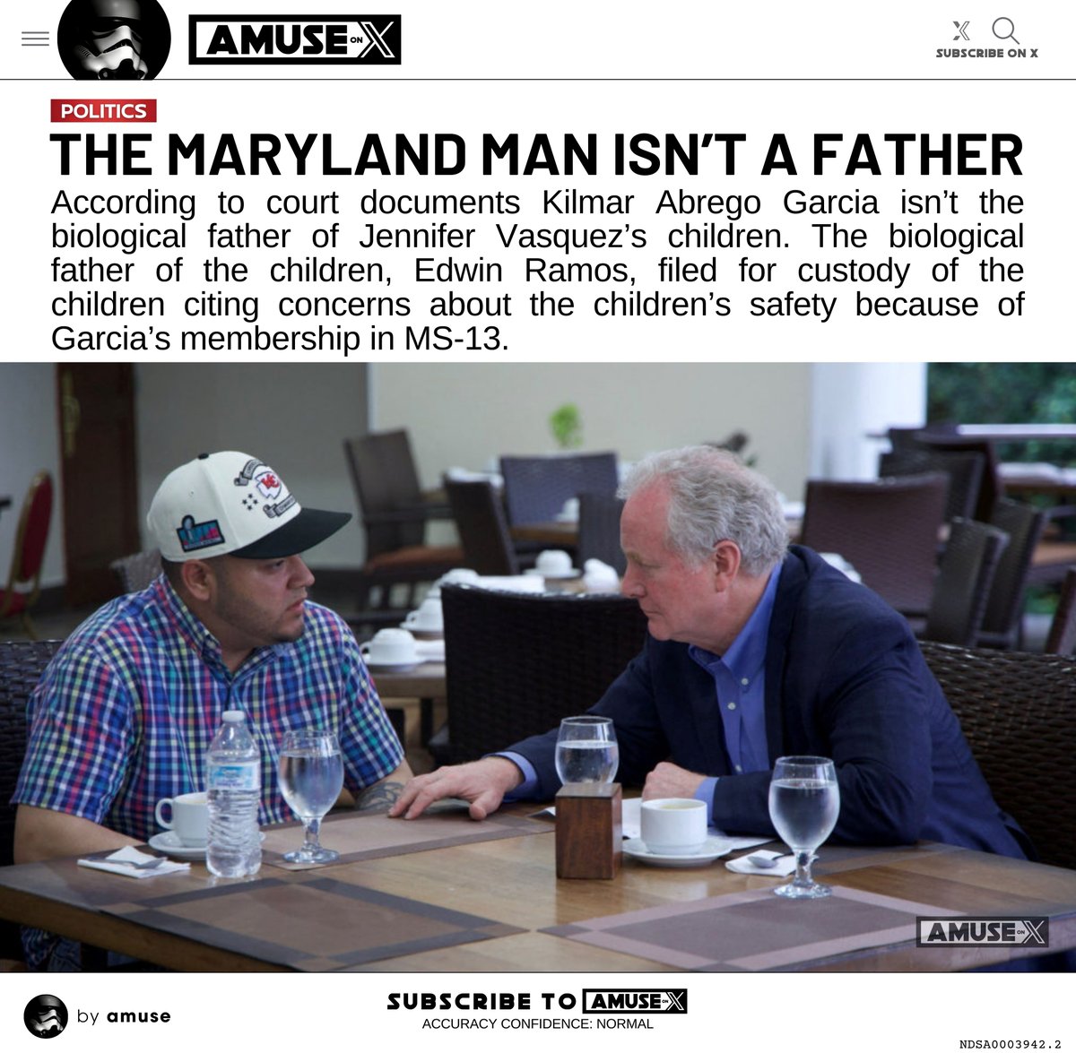 MARYLAND MAN: Would you be surprised that Kilmar Abrego Garcia isn't actually a father? The actual father of his wife's kids sued for custody after she began dating the MS-13 member citing fear for the children's safety. Wife beater, human and drug trafficker, and MS-13 terrorist