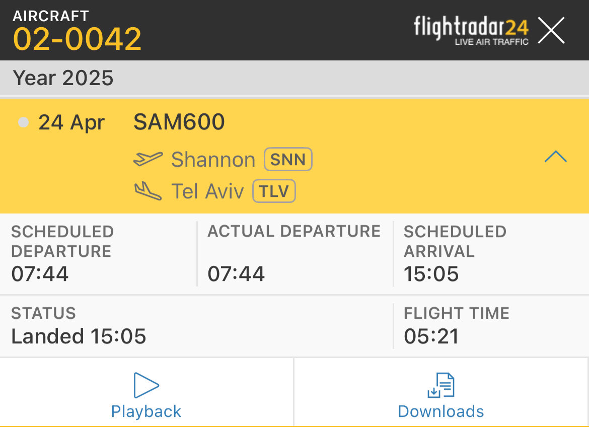flightsxtd's tweet image. Today (24 April)
Foreign affairs minister Simon Harris authorised a US military plane to land at Shannon Airport – even though it was bringing general Michael Kurilla to Tel Aviv to meet senior Israeli defence officials for discussions on Gaza and military action against Iran