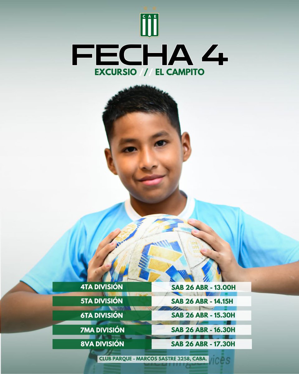 ⚽️🇳🇬 El próximo sábado recibimos a El Campito en Parque, por la Fecha 4 del torneo de la Primera D del Futsal AFA.

➡️ Inferiores desde las 13.00h

VAMOS VERDE

💚 #SomosExcursionistas 
🤍 #ElFutsalDelBajoBelgrano