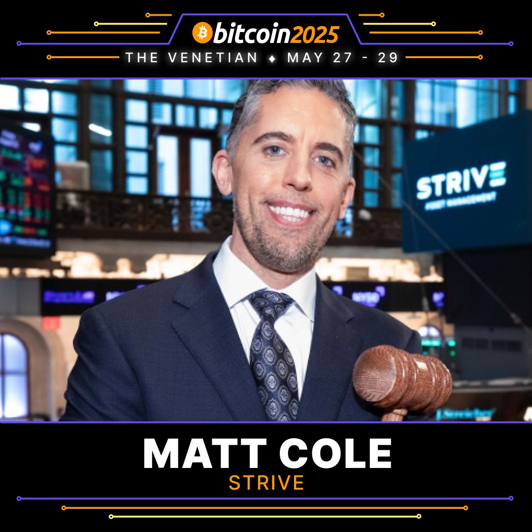"In an overlevered world of abundance and mass disruption, you want to own what is truly scarce."

We're thrilled to welcome Strive CEO Matt Cole as a #Bitcoin 2025 speaker 🚀