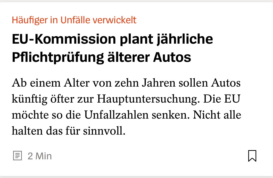 Bevor ältere Autos jedes Jahr zur Untersuchung müssen, sollten ältere Menschen vielleicht überhaupt mal zur Untersuchung, wie fahrtauglich sie noch sind. 🧐