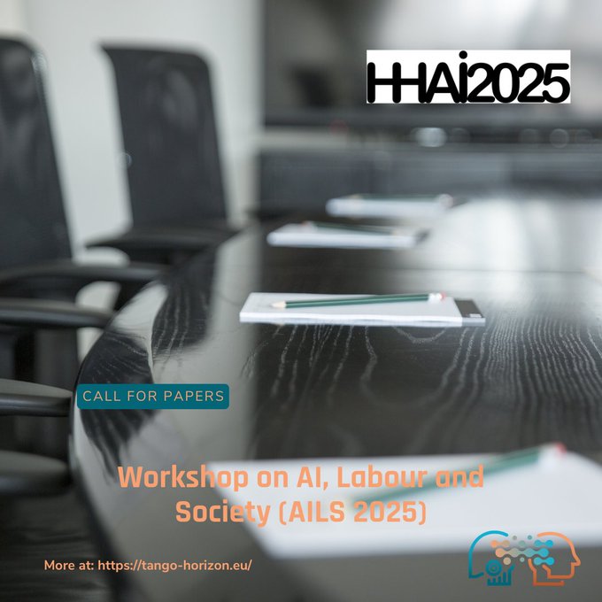 💡 Call for Papers! Deadline extended.

1st Workshop on AI, Labour &amp; Society at #HHAI2025 organised by our partners from <a href="/scuolanormale/">Scuola Normale</a> 

June 10, 2025. Exploring AI’s impact on labor &amp; the future of work. 

Deadline: May 4 &amp; May 11, 2025!   

More info:  ails2025.isti.cnr.it