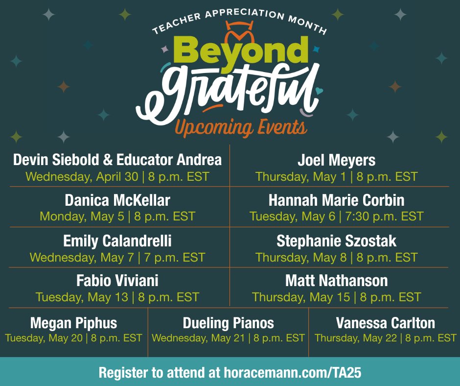 DeLeonBrig's tweet photo. Prepare for an unforgettable educator experience! We’ve curated a series of free virtual events filled with amazing talent, incredible performances and uplifting moments. Learn more and save your spot today: https://t.co/yyXkWBZngu
#teacherappreciation #HMBeyondGrateful https://t.co/9OL5DwjSLr