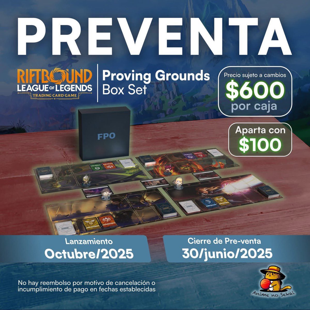 AnimeNoSekaiZac's tweet photo. ¡Buen día, Campeones! 😸👒

Les compartimos la información de las preventas activas de Riftbound! 👑 https://t.co/SLoOtqNrCz