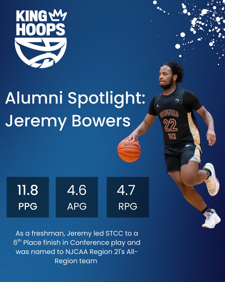 Alumni spotlight of the week is Jeremy Bowers! 


Our very own KING Hoops legend had himself quite the freshman year at Springfield Tech CC and proving why he’s one of the best guards in the Northeast. Excited to see what Sophomore year brings for Jeremy on and off the court!