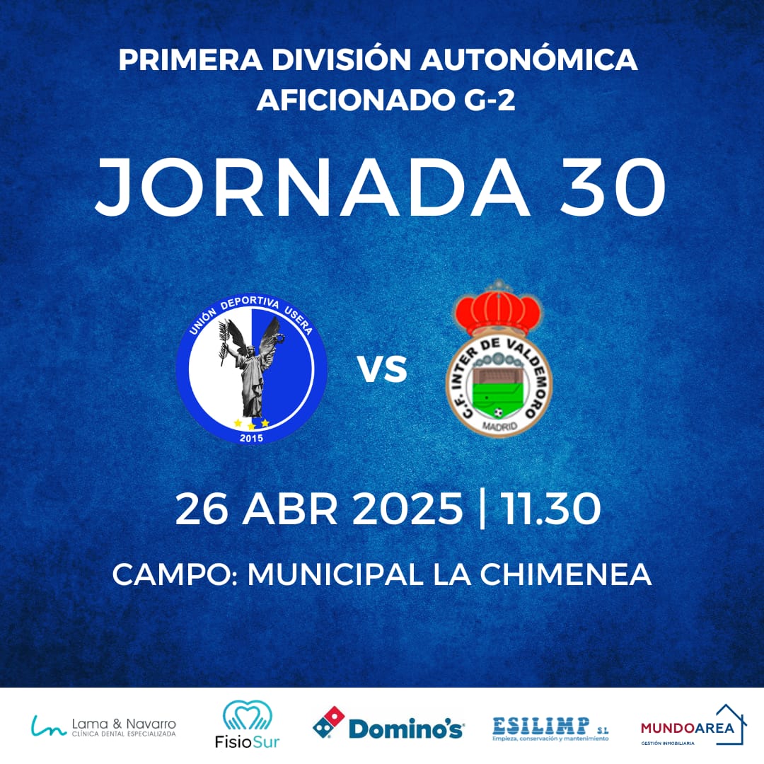 UniónDeportivaUsera (@udusera) on Twitter photo 🔵⚪ ¡IMPORTANTE! Jugamos el SÁBADO.
Este fin de semana nuestro primer equipo recibirá al <a href="/intervaldemoro/">CF Inter de Valdemoro</a> el sábado a las 11.30. Buscamos sumar tres puntos y contamos con vuestro apoyo. ¡Os esperamos! 💪🏼⚽
#useramola💙🤍 🔵⚪ ¡IMPORTANTE! Jugamos el SÁBADO.
Este fin de semana nuestro primer equipo recibirá al <a href="/intervaldemoro/">CF Inter de Valdemoro</a> el sábado a las 11.30. Buscamos sumar tres puntos y contamos con vuestro apoyo. ¡Os esperamos! 💪🏼⚽
#useramola💙🤍