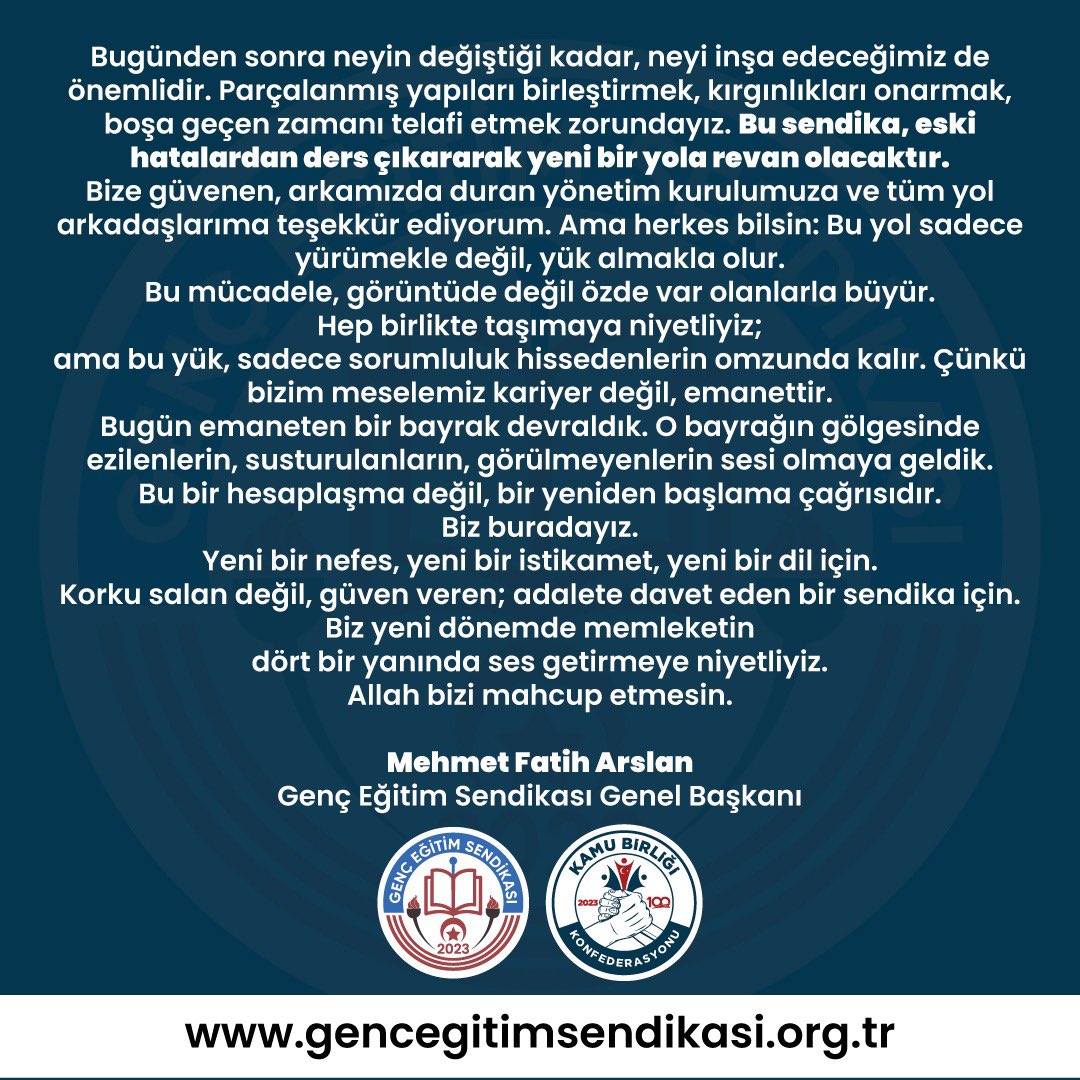 Genel Başkanımız <a href="/mfaarslan/">Mehmet Fatih ARSLAN</a> 'ın gündeme ilişkin ilk açıklamaları ⤵️