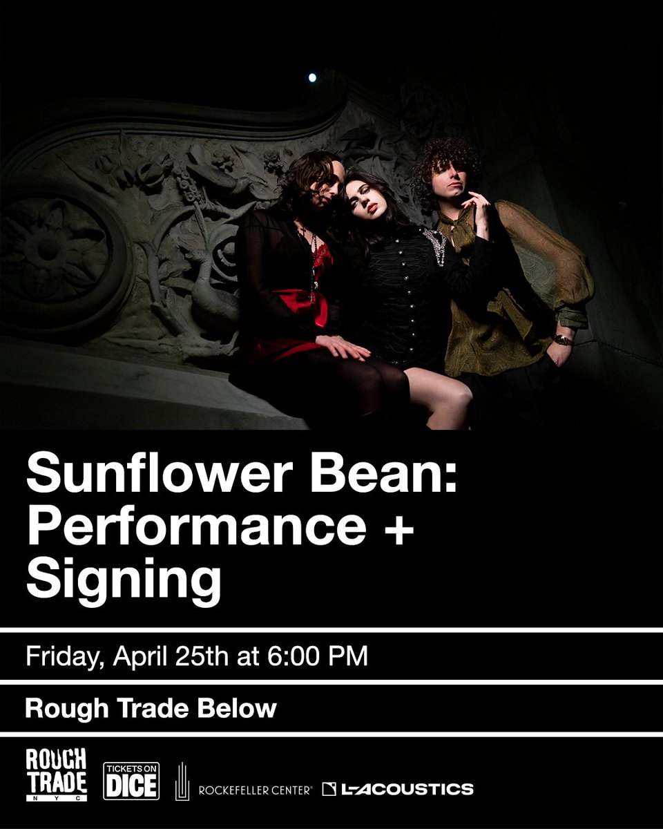 Rough Trade US (@roughtradeus) on Twitter photo Tomorrow!
<a href="/sunflower_bean/">πππππππππ ππππ</a> performance & signing at Rough Trade Below in support of their new album 'Mortal Primetime' out on <a href="/luckynumbermus/">Lucky Number Music</a>.
Tickets still available: link.dice.fm/wa617adf26fe Tomorrow!
<a href="/sunflower_bean/">πππππππππ ππππ</a> performance & signing at Rough Trade Below in support of their new album 'Mortal Primetime' out on <a href="/luckynumbermus/">Lucky Number Music</a>.
Tickets still available: link.dice.fm/wa617adf26fe