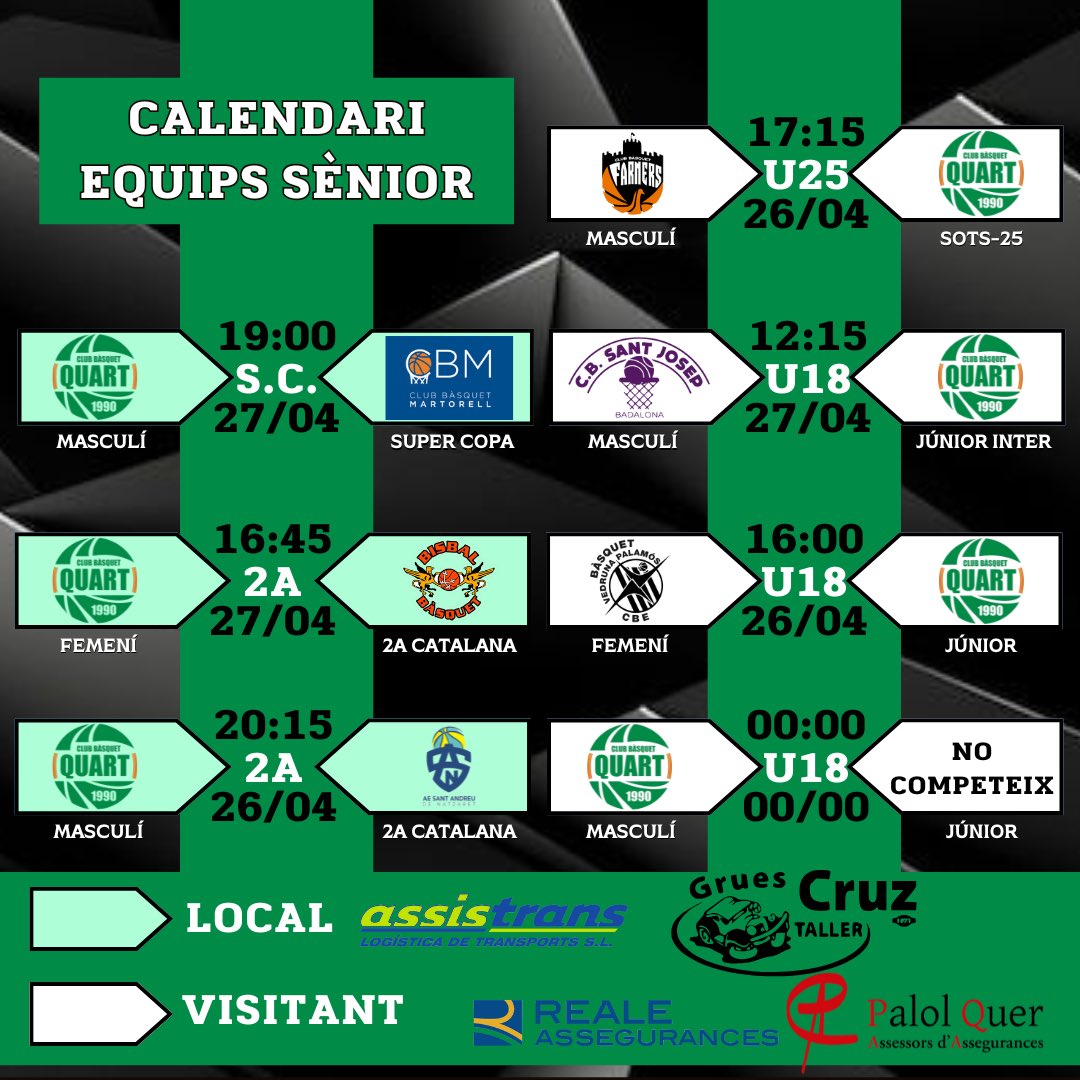 CALENDARI CAP DE SETMANA!💪🏼💚