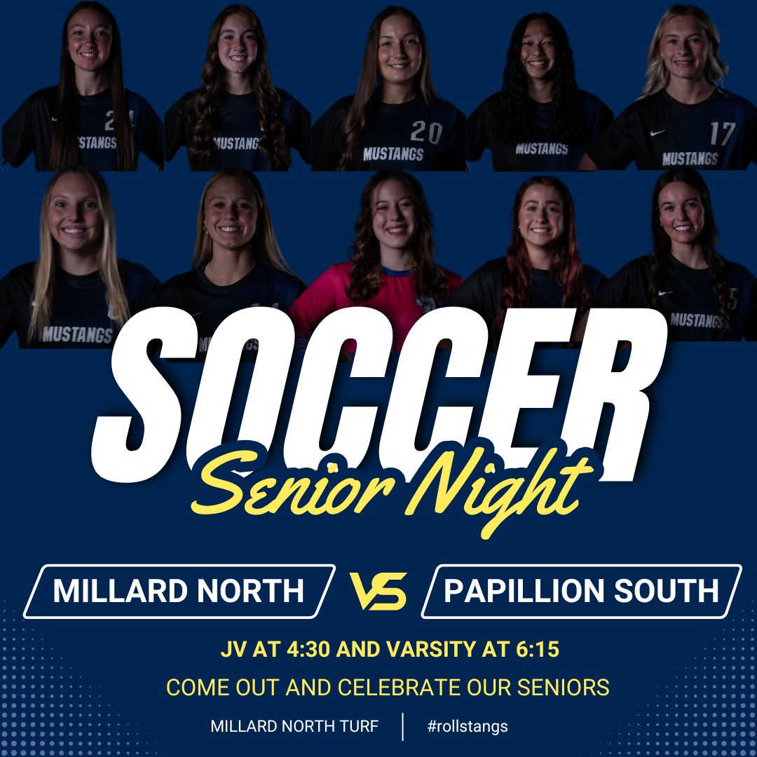 Lady Stang Soccer (@mnhsgirlssoccer) on Twitter photo It’s Senior Night, Mustang fam! One last ride under the lights with our incredible seniors. Let’s pack the stands and show some love for the players
🏟️ Millard North Turf
🕔 JV-4:30 PM and V-6:30 PM
#rollstangs <a href="/ubuntu/">Ubuntu</a> <a href="/MNHSActivities/">MNHS Activities</a> <a href="/natewragge/">Nate Wragge</a> <a href="/APStarksMNHS/">Mr. Starks</a> <a href="/AaronBearinger/">Aaron Bearinger</a> It’s Senior Night, Mustang fam! One last ride under the lights with our incredible seniors. Let’s pack the stands and show some love for the players
🏟️ Millard North Turf
🕔 JV-4:30 PM and V-6:30 PM
#rollstangs <a href="/ubuntu/">Ubuntu</a> <a href="/MNHSActivities/">MNHS Activities</a> <a href="/natewragge/">Nate Wragge</a> <a href="/APStarksMNHS/">Mr. Starks</a> <a href="/AaronBearinger/">Aaron Bearinger</a>