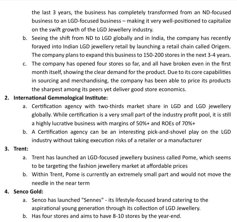 equityelephant's tweet photo. #India | #LabGrownDiamonds

✔️ LGD market @ ₹3,000 Cr; growing 25%+ CAGR
✔️ Giants like #Goldiam (Origem), #Senco (#Sennes), #Trent (#Pome) entering retail
✔️ 80% biz of Goldiam now LGD-driven
✔️ VC $ pouring into brands like Jewelbox, Limelight, Firefly

#StockReport #Jewellery https://t.co/PzPCzkg2Tc