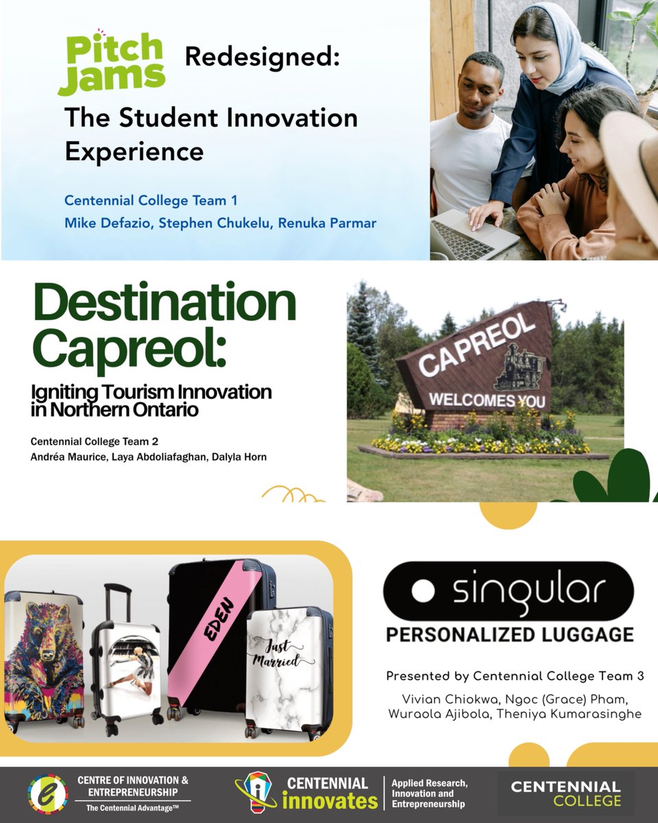 Centre of Innovation & Entrepreneurship (@coecentennial) on Twitter photo π Our 3 Centennial College teams have been innovating hard for #CCEC2025 β solving real-world problems with industry partners.
π
3 days
π―4 mentorship sessions with us
π‘3 powerful pitches βΆοΈ Watch here: tinyurl.com/mxh6c97j
πThanks @PitchJams <a href="/normhc6077/">Northern Ontario Railroad Museum & Heritage Center</a> <a href="/LuggageSingular/">Singular Luggage</a> π Our 3 Centennial College teams have been innovating hard for #CCEC2025 β solving real-world problems with industry partners.
π
3 days
π―4 mentorship sessions with us
π‘3 powerful pitches βΆοΈ Watch here: tinyurl.com/mxh6c97j
πThanks @PitchJams <a href="/normhc6077/">Northern Ontario Railroad Museum & Heritage Center</a> <a href="/LuggageSingular/">Singular Luggage</a>