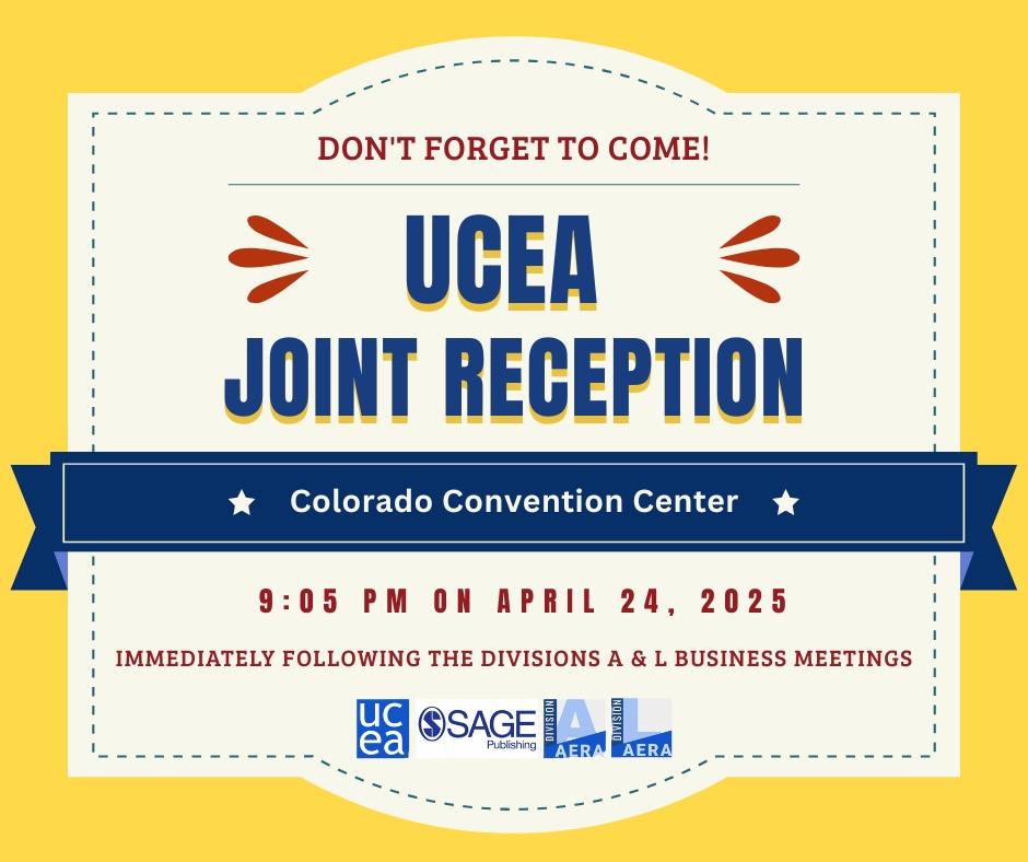 UCEA (@ucea) on Twitter photo 📢 Don’t miss our Joint Reception tonight at 9:05 PM at the Colorado Convention Center—it's the perfect opportunity to connect with amazing colleagues! #AERA2025 #LeadershipMatters <a href="/DrMoniByrne/">Mónica Byrne-Jiménez</a> <a href="/UCEAGSC/">UCEA GSC</a> <a href="/UCEAJSN/">Jackson Scholars Network</a> <a href="/DivA_EdLead/">AERA Division A</a> <a href="/Division_L/">AERA Division L</a> <a href="/DivisionAGSC/">AERA DivA Grad Student Council</a> 📢 Don’t miss our Joint Reception tonight at 9:05 PM at the Colorado Convention Center—it's the perfect opportunity to connect with amazing colleagues! #AERA2025 #LeadershipMatters <a href="/DrMoniByrne/">Mónica Byrne-Jiménez</a> <a href="/UCEAGSC/">UCEA GSC</a> <a href="/UCEAJSN/">Jackson Scholars Network</a> <a href="/DivA_EdLead/">AERA Division A</a> <a href="/Division_L/">AERA Division L</a> <a href="/DivisionAGSC/">AERA DivA Grad Student Council</a>