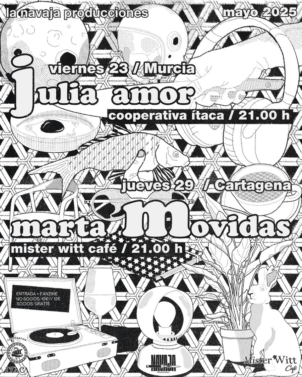 La Navaja Producciones (@lanavajaproduc) on Twitter photo SE NOS HA IDO LA CABEZA Y ESTE MES CONTAREMOS CON DOS CONCIERTOS.
Y NO SÓLO EN MURCIA, DONDE MONTAMOS EL PRIMER CONCIERTO (<a href="/itacamurcia/">Café Bar Cooperativa Ítaca</a>), TAMBIÉN DESEMBARCAMOS EN CARTAGENA (Cartageneros, estad especialmente atentos 👀)
SAVE THE DATE. 🔪🔪 SE NOS HA IDO LA CABEZA Y ESTE MES CONTAREMOS CON DOS CONCIERTOS.
Y NO SÓLO EN MURCIA, DONDE MONTAMOS EL PRIMER CONCIERTO (<a href="/itacamurcia/">Café Bar Cooperativa Ítaca</a>), TAMBIÉN DESEMBARCAMOS EN CARTAGENA (Cartageneros, estad especialmente atentos 👀)
SAVE THE DATE. 🔪🔪