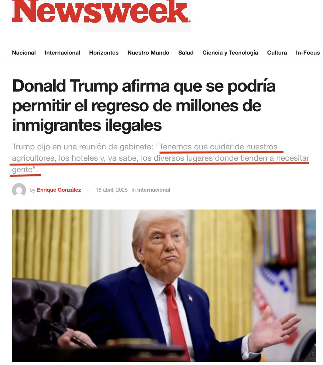 PalacioEmilio's tweet image. ¿Será verdad que la Casa Blanca podría modificar su política hacia los migrantes ilegales porque son más necesarios de lo que se creía? Habrá que descartar primero de que no se trate de una noticia falsa.