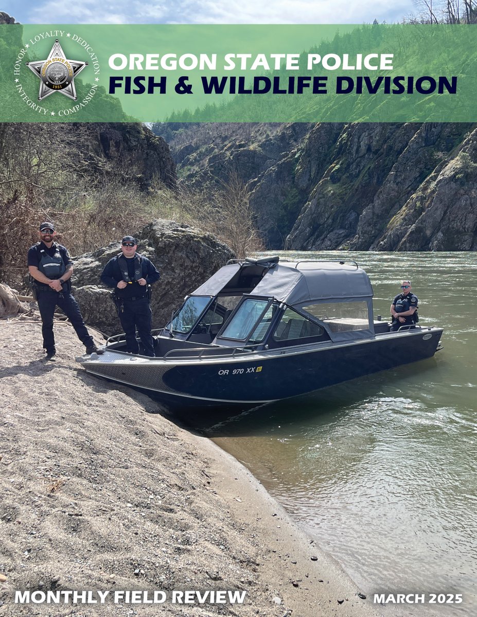 OSP Fish & Wildlife (@osp_fish) on Twitter photo The <a href="/ORStatePolice/">Oregon State Police</a> Fish & Wildlife Division's March 2025 Newsletter is now available at: bit.ly/FWDMar25
#FishandWildlife #OSPatWork #YourOregonStatePolice #Shellfish #Hunting #Fishing #K9 #TurnInPoachers #StopPoaching #ProtectOregonsWildlife The <a href="/ORStatePolice/">Oregon State Police</a> Fish & Wildlife Division's March 2025 Newsletter is now available at: bit.ly/FWDMar25
#FishandWildlife #OSPatWork #YourOregonStatePolice #Shellfish #Hunting #Fishing #K9 #TurnInPoachers #StopPoaching #ProtectOregonsWildlife
