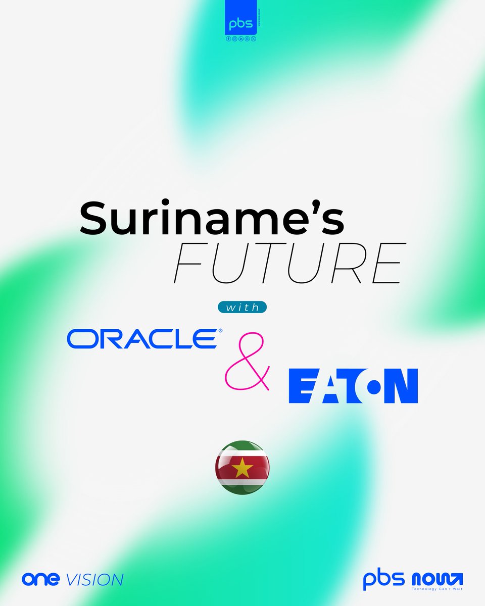 Strong technology partnerships drive stronger businesses as:
- Eaton’s power solutions ensuring operational stability.
- Oracle’s cloud technology optimizing business processes.
- PBS NOW is delivering the future of IT in Suriname.
Tech-driven businesses choose PBS NOW.
#PBSNOW
