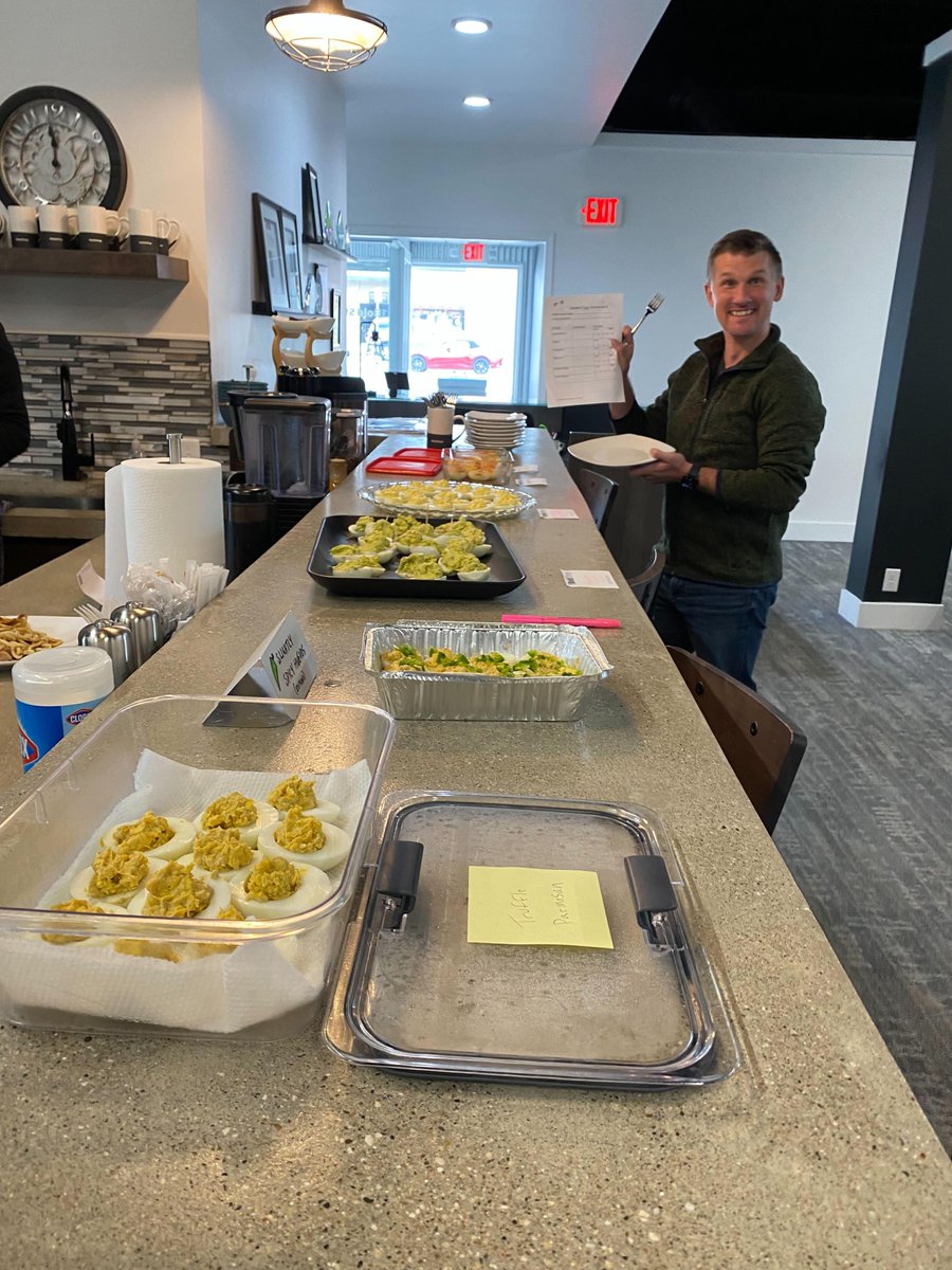 In honor of Easter weekend, we had an eggcellent celebration in the office with a deviled egg cook off! 🥚 

As you can see, Adam Clarke was beaming, and this might have been his favorite celebration yet.