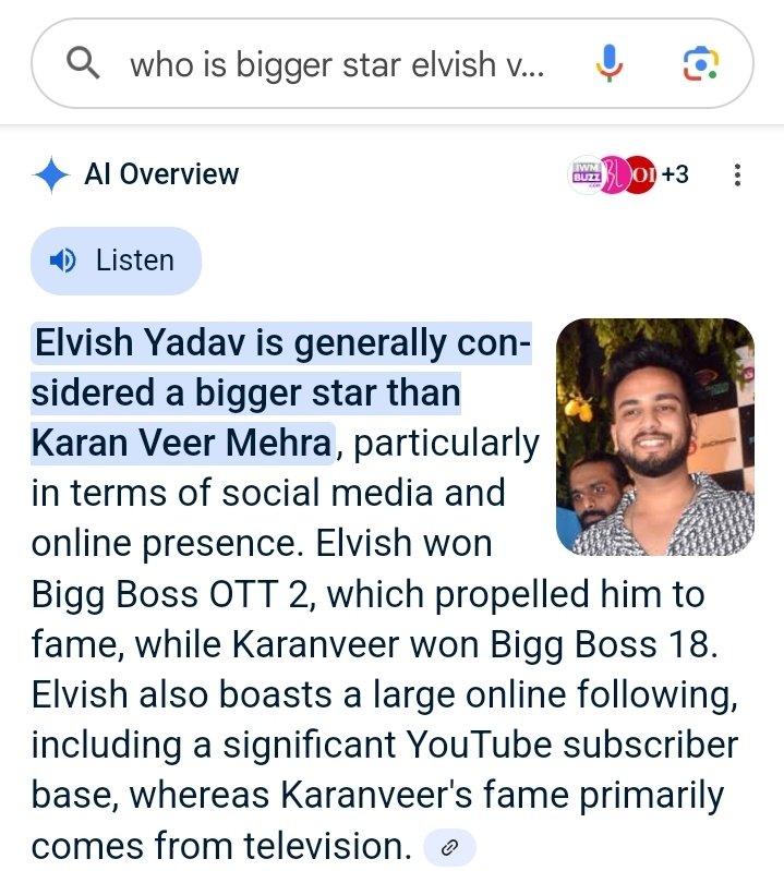 Even google is cooking your sasta tv actor #KaranVeerMehra 😭

#ElvishYadav #ElvishArmy