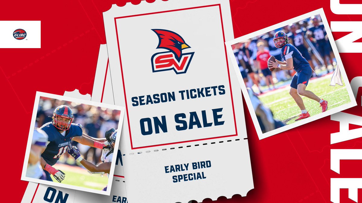 SVSU’s 2025 schedule features 7 regular-season home games for the first time since 1977.

Cardinal fans are encouraged to take advantage of the “Early Bird” special by purchasing season tickets for only $100 ($20 savings). Purchase tickets online at SVSUCardinals.com.