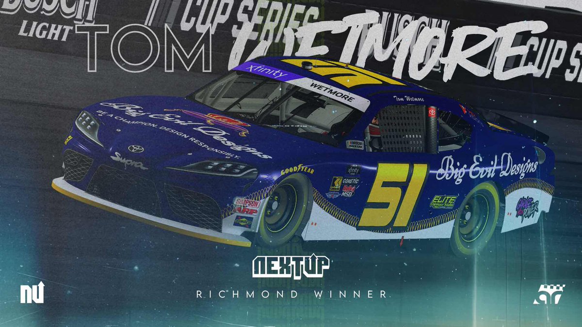 The 51 <a href="/BIGEVILdesigns/">BIG EVIL Designs</a> Supra makes it to Victory Lane in the NextUp Series of <a href="/raceaffinity/">Affinity Racing</a>! It’s the first win of the season despite leading the most laps all season. Looking forward to continuing this in two weeks as NextUp heads to <a href="/TALLADEGA/">Talladega Superspeedway</a>