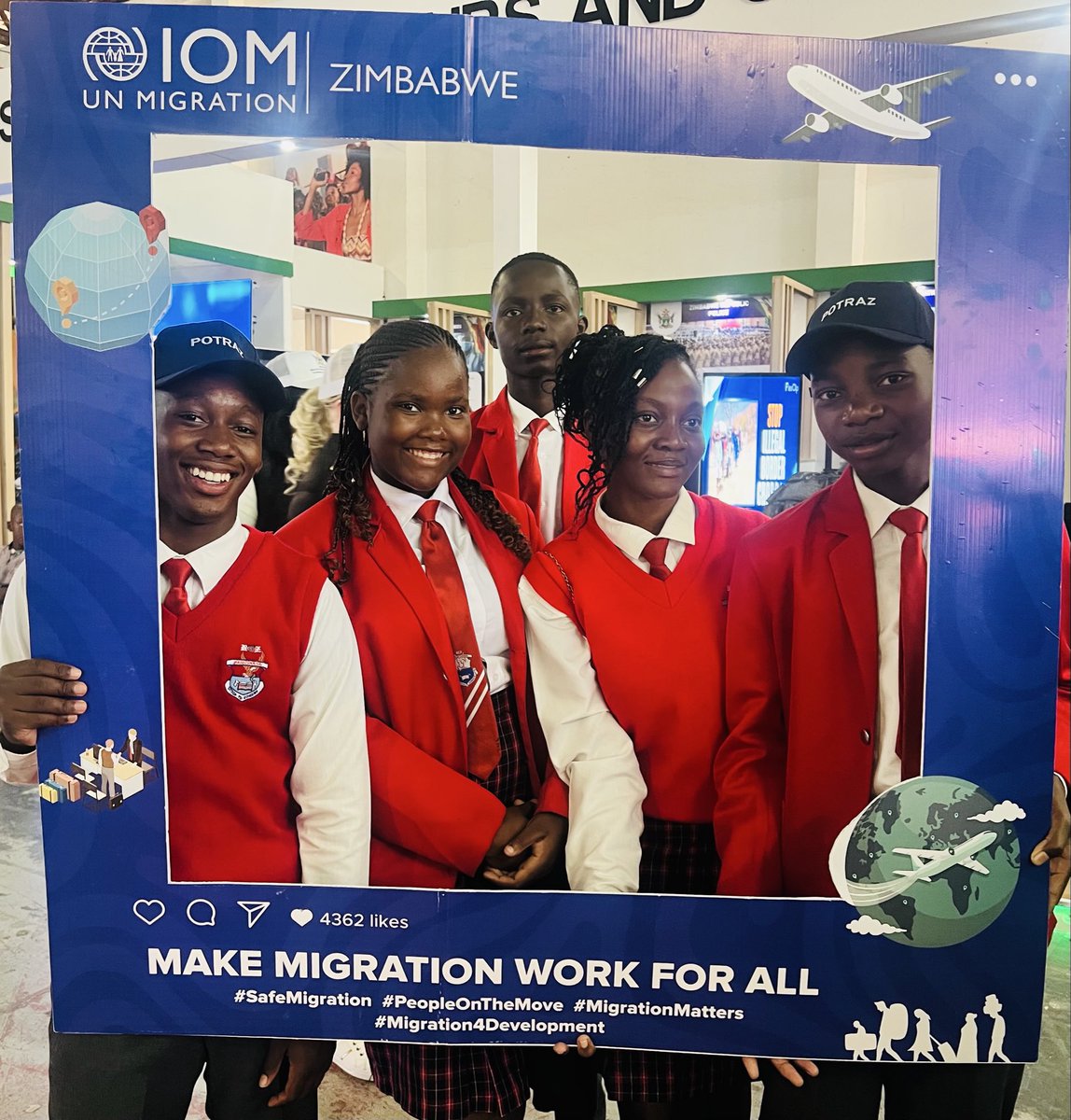 IOMZimbabwe's tweet photo. Day well spent at @ZITF1 ! Engaged with vibrant youth, connected with the @UNZimbabwe Resident Coordinator & highlighted how migration cuts across all sectors. Inspired by the growing awareness and great conversations #MigrationMatters #SafeMigration #WithMigrants https://t.co/53RoGpKMGW