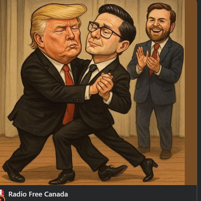 tomflem's tweet image. Dancing into the arms of Trump's America.
#NeverVoteConservative #Elxn2025