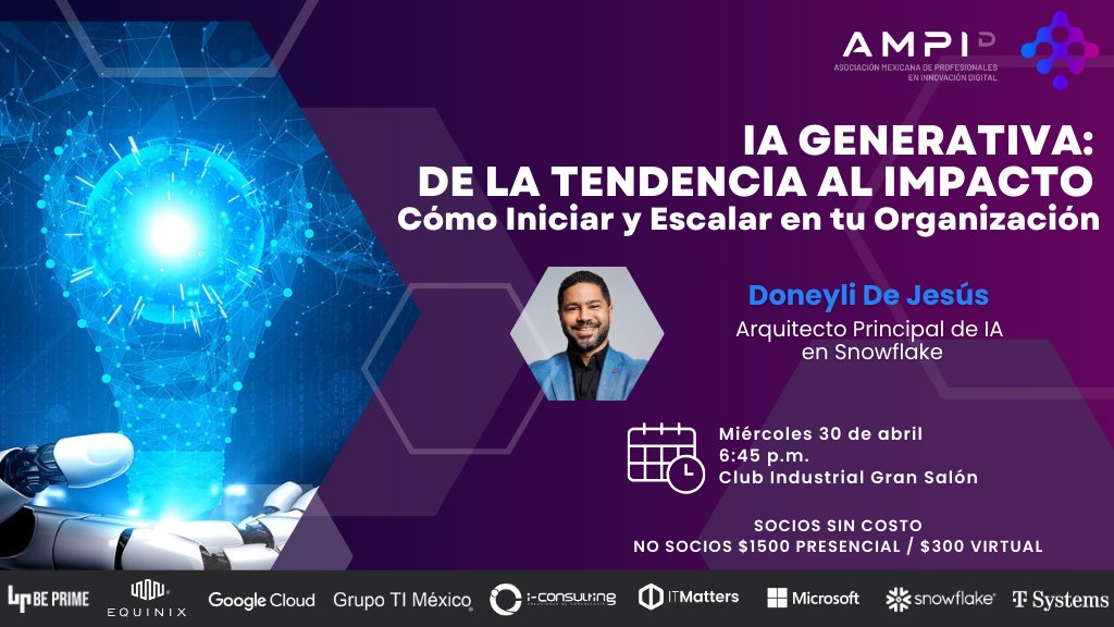 AMPI_MTY's tweet photo. ¿Tu organización está lista para adoptar la IA Generativa y llevarla al siguiente nivel? 🚀
La innovación comienza con una decisión. ¿Nos acompañas?
 📅 30 de abril
 📍 Club Industrial
🕒 6:45 p.m.
🔗 Regístrate en https://t.co/3dYVqdF15q

#SomosAMPID #IA #GenIA https://t.co/ZcFm8EvryU