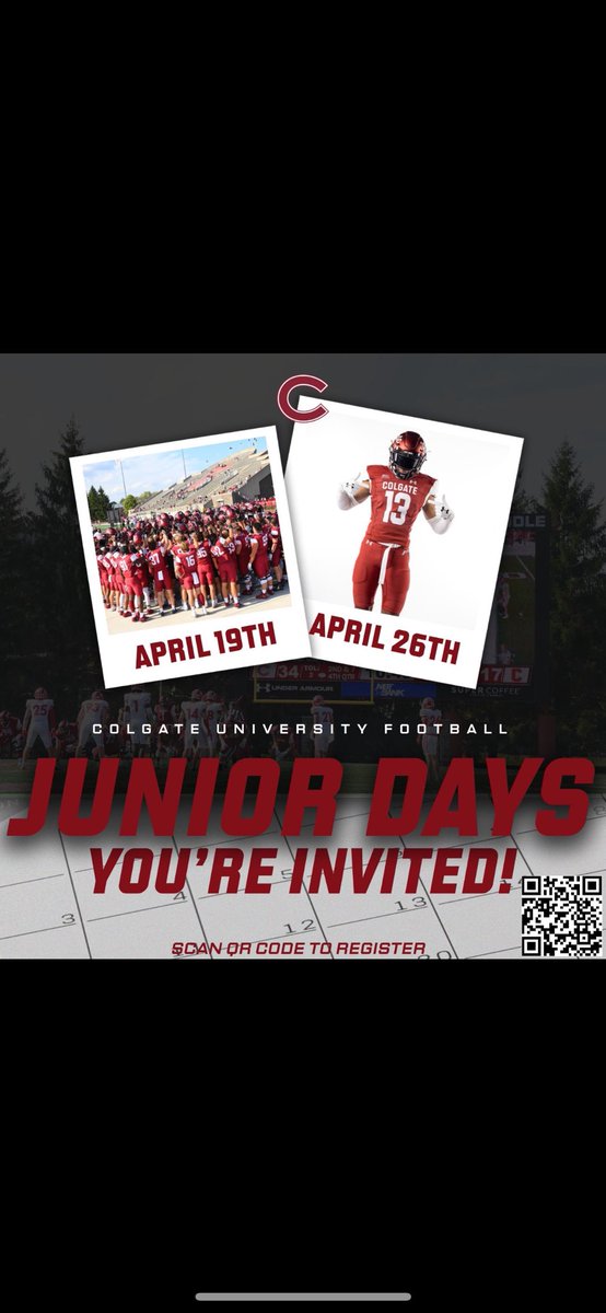 Nico D’Orazio (@nicodorazio10) on Twitter photo Thank you <a href="/CoachRotch/">Patrick Rotchford</a> for the Junior Day invite. Excited to get up to campus this weekend!
<a href="/ColgateFB/">Colgate Football</a> Thank you <a href="/CoachRotch/">Patrick Rotchford</a> for the Junior Day invite. Excited to get up to campus this weekend!
<a href="/ColgateFB/">Colgate Football</a>