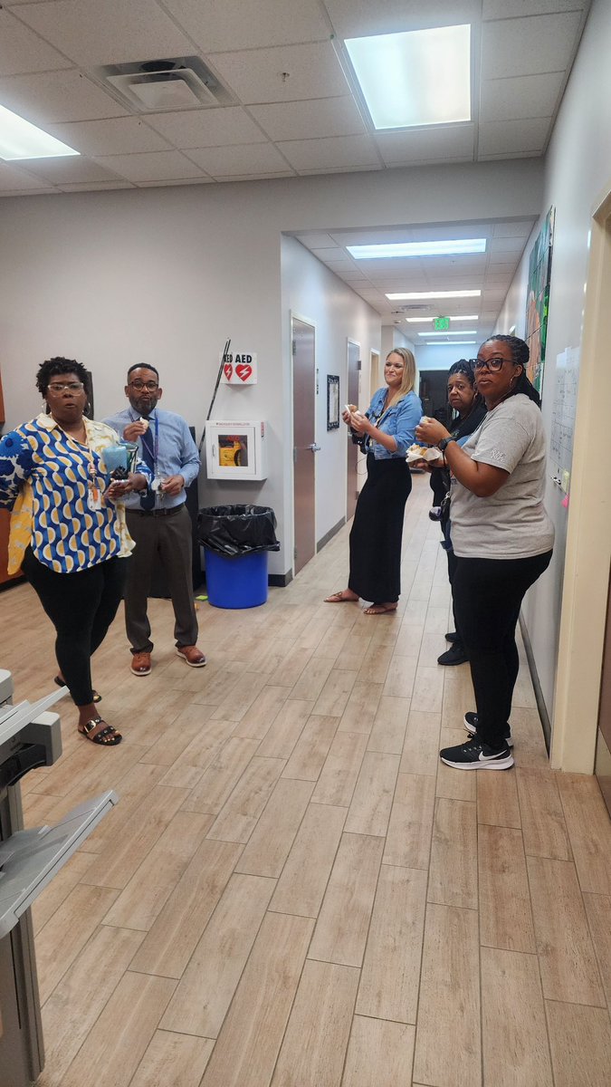 Our MGA admin team and counselors caught in a doughnut huddle! <a href="/AACountySchools/">AACPS</a> <a href="/childrensguild/">The Children's Guild</a>