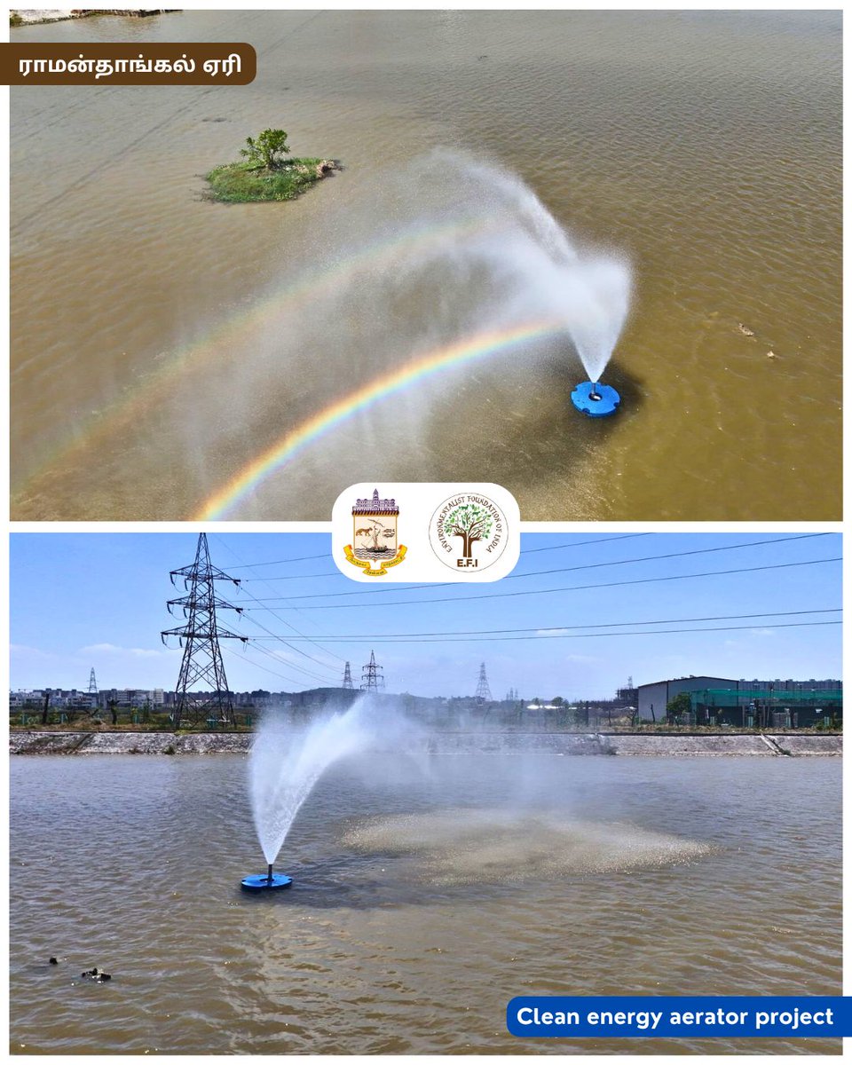 EFIVolunteer's tweet photo. This is part of E.F.I's #TechForConservation initiative, bringing clean energy aeration systems to 20+ lakes across the nation.#WhateverToWaterForever 
 Volunteer for India &amp; Her Environment with E.F.I. 

#EFI #Water #LakesofIndia #LakeRestoration  #SolarEnergy #Aerator https://t.co/KcloxhxDAV