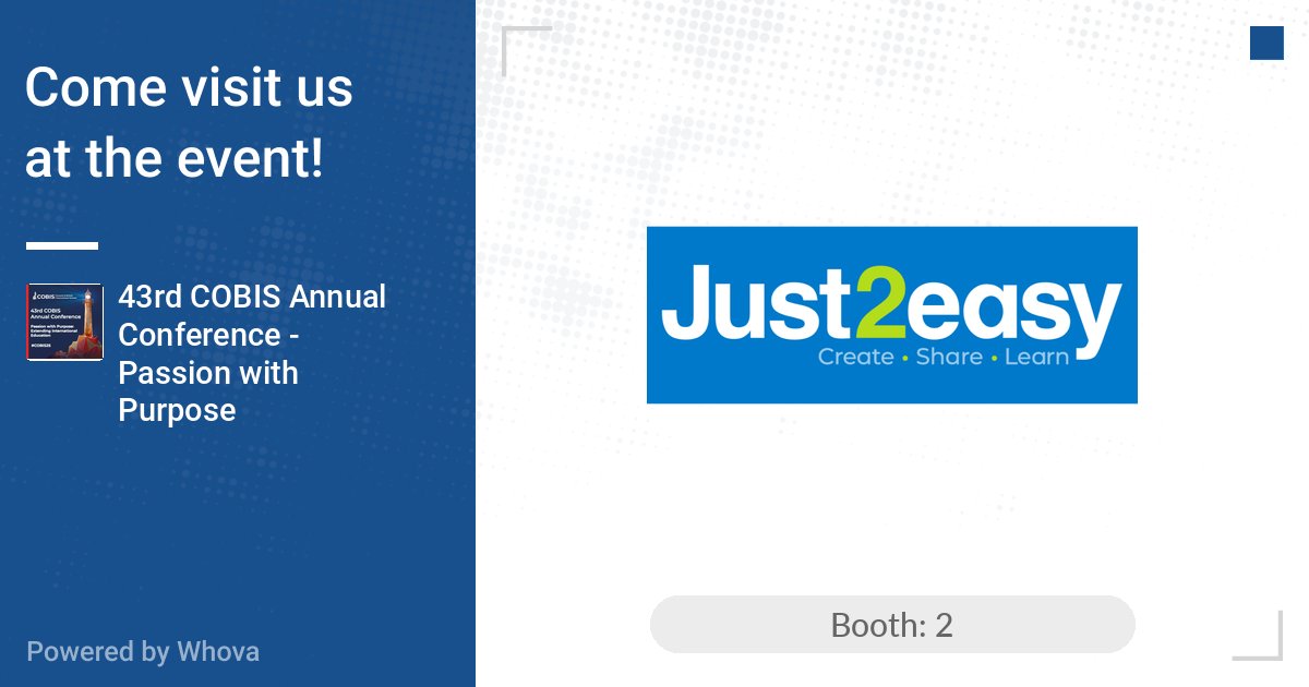 We are excited to announce that Just2easy will be exhibiting at 43rd COBIS Annual Conference - Passion with Purpose on May 10 – 12, 2025. 🎉🎉  Like or comment if you’ll be there! - via #Whova Event Platform