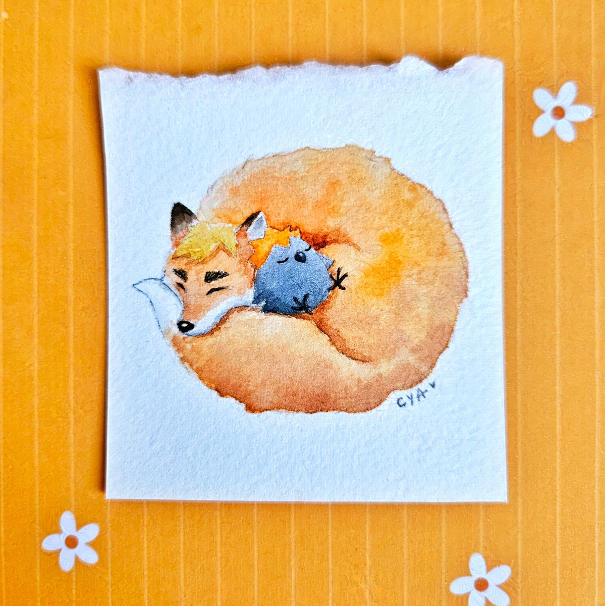 cyanishida's tweet image. Foxtsumu and crow shoyou snuggling ๐ฅฐ
#atsuhina #ไพๆฅ #watercolor
