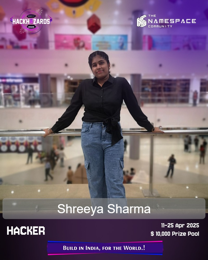 shreeya_s77's tweet image. Very excited to take part in the hackhazards hackathon by the @namespacecomm 
Excited to learn new terms and technology 
#hackhazards25
#namespacecomm