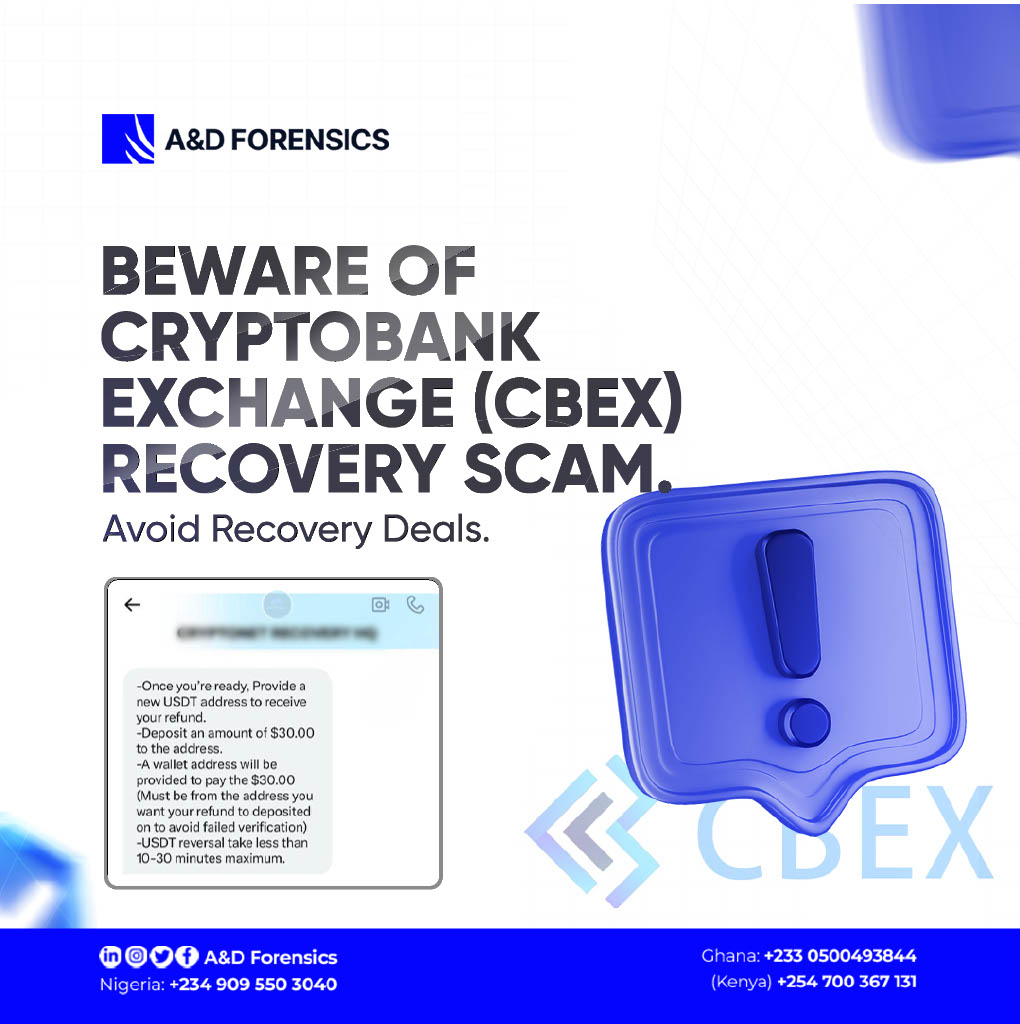 CBEX has turned out to be one of the biggest crypto scams ever in Nigeria, with over 𝟔𝟎𝟎,𝟎𝟎𝟎 𝐯𝐢𝐜𝐭𝐢𝐦𝐬 and losses amounting to ₦𝟏.𝟑 𝐭𝐫𝐢𝐥𝐥𝐢𝐨𝐧.

>>>
